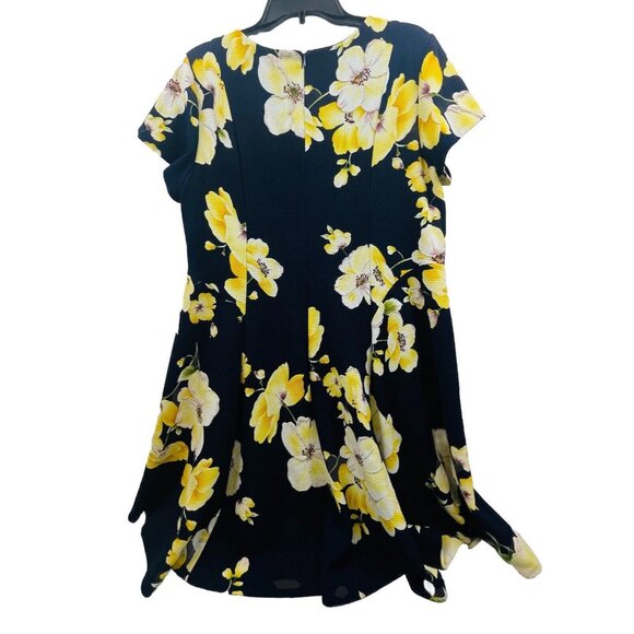 Jessica Howard Women's Plus Navy Blue Yellow Flowers A Line Dress Size 16 W - Picture 9 of 12
